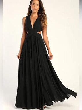 NWT Lulus Vivid Imagination Black Cutout Maxi Dress
